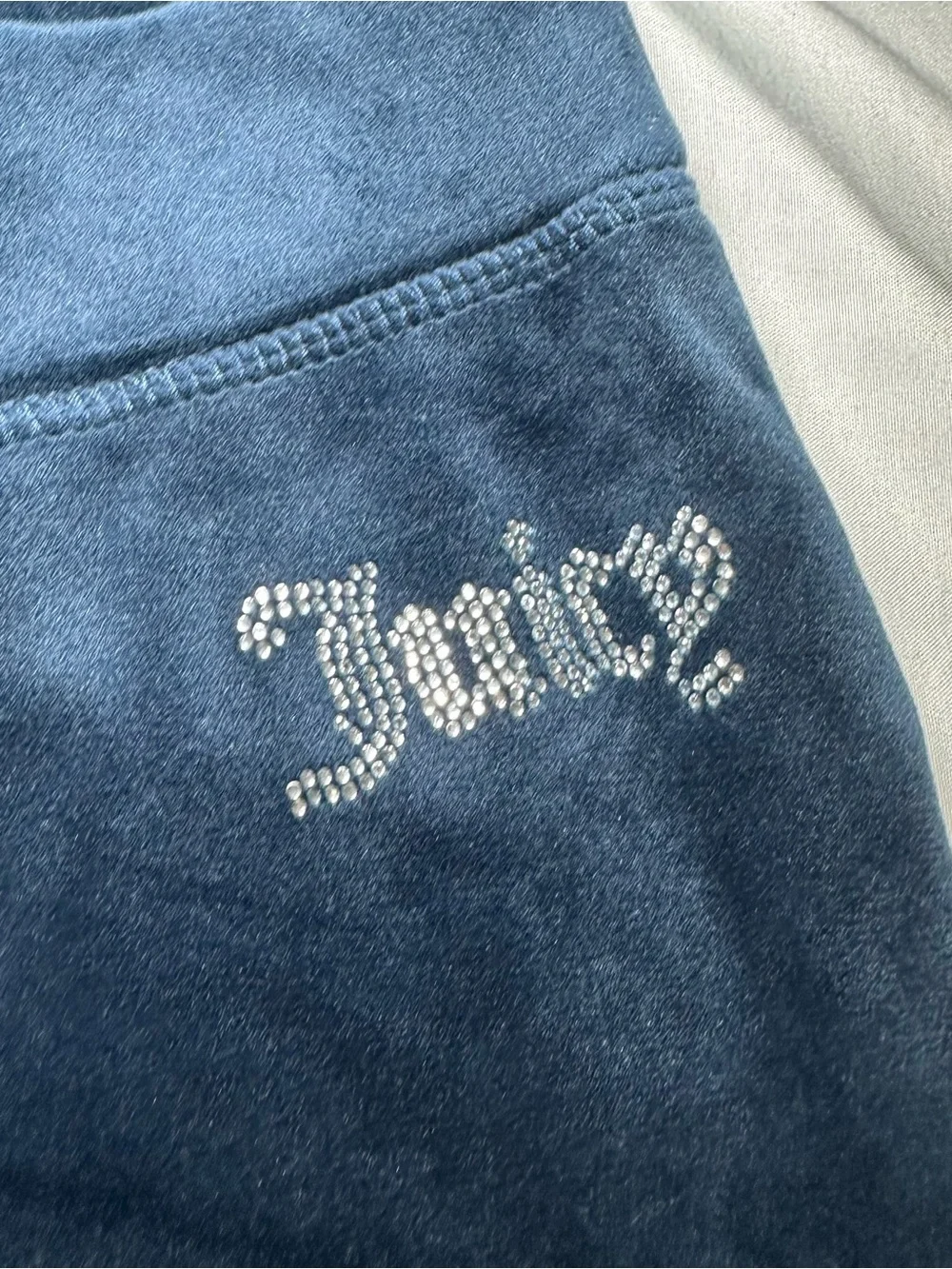 Juicy Couture Dark Navy Velour Rhinestone Tracksuit Set Matching Large L